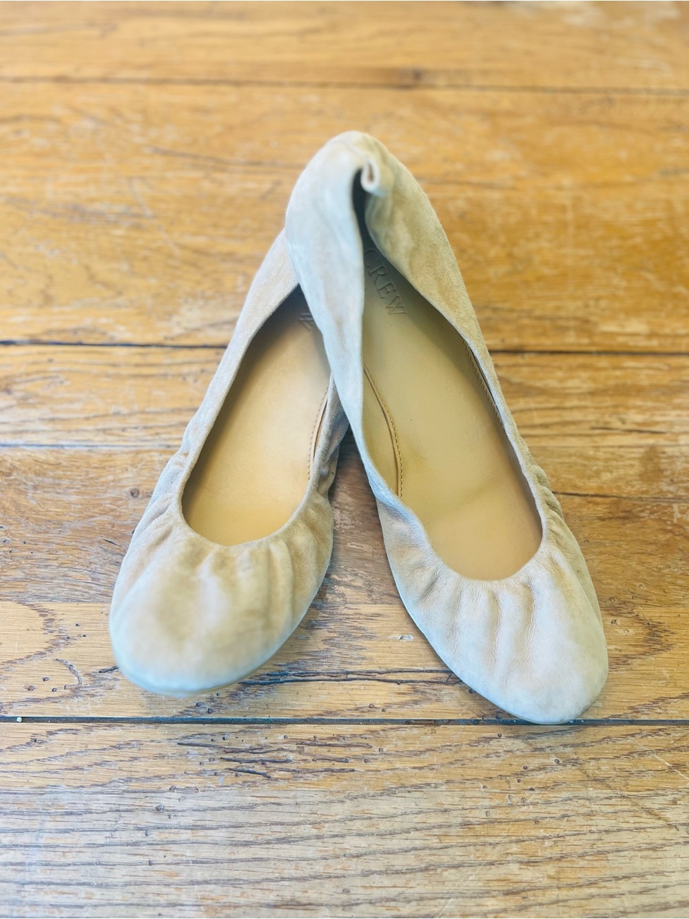 J. Crew Women’s Suede Ballet Flats in Light Taupe